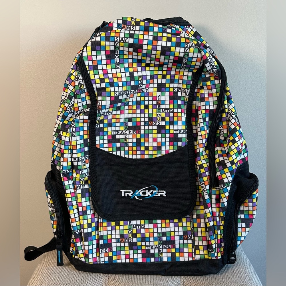 Tracker Backpack By Bentley Scrabble All Over Print School Bag Book Bag NWOT